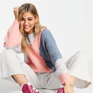 Topshop Abstract Colorblock Sweater